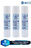 Açık Kasa Su Arıtma Cihazı 10 Inç 5 Mikron Sediment Spun Filtre (Toz,tortu Filtre) (3 ADET)