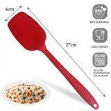 Silikon Kaşık Seti 3lü Büyük Boy Yanmaz Yapışmaz Çizmez Kırmızı 27cm