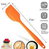 Silikon Spatula Seti 4lü Büyük Boy Yanmaz Yapışmaz Çizmez Turkuaz-Yeşil-fuşya-turuncu 27cm