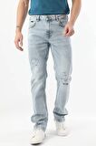 Erkek Dizi Yırtık Jean Pantolon Açık Mavi
