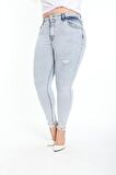 CEDY DENIM Kadın Yüksek Bel Skinny Fit Jeans Büyük Beden Kot PantolonC597