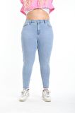 CEDY DENIM Kadın Yüksek Bel Skinny Fit Jeans Büyük Beden Kot PantolonC597