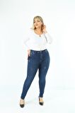 CEDY DENIM Kadın Yüksek Bel Skinny Fit Jeans Büyük Beden Kot PantolonC597