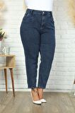 CEDY DENIM Kadın Büyük Beden Pileli Mom Jean Pantolon C600