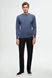Ds Damat Slim Fit Lacivert Armürlü Yan Beli Lastikli Esnek Likralı Yandan Cepli Chino Pantolon 2HCC3ORT20001 2HCC3ORT20001