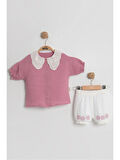 Organik Pamuk Dantel Yakalı Gömlek & Şort Takımı - 9-12-18 Ay Kız Bebek İçin
