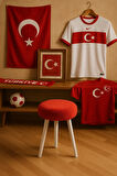 Fanatik Welsoft Kumaş Gürgen Ahşap 3 Ayaklı Konforlu Modern Taraftar Taburesi Fan Pufu Takım Oturağı