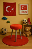 Fanatik Welsoft Kumaş Gürgen Ahşap 3 Ayaklı Konforlu Modern Taraftar Taburesi Fan Pufu Takım Oturağı
