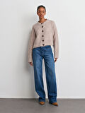 Kemeri Apoletli Balon Denim Pantolon-Tint
