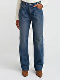 Kemeri Apoletli Balon Denim Pantolon-Tint