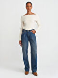 Kemeri Apoletli Balon Denim Pantolon-Tint