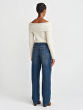 Kemeri Apoletli Balon Denim Pantolon-Tint