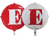 FOLYO BALON HARF E KIRMIZI-BEYAZ 18''