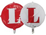 FOLYO BALON HARF L ÇİFT TARAFLI KIRMIZI-BEYAZ 18'' - PAKETTE 1 ADET