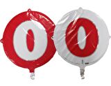 FOLYO BALON RAKAM 0 ÇİFT TARAFLI KIRMIZI-BEYAZ 18'' - PAKETTE 1 ADET