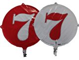 FOLYO BALON RAKAM 7 ÇİFT TARAFLI KIRMIZI-BEYAZ 18'' - PAKETTE  1 ADET