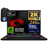 Msi Crosshaır 17 Hx Aı D2XWGKG-018XTREP4 Intel Core Ultra 7 255HX 48GB 512GB SSD RTX5070 17" W11 Pro Qhd+ 240Hz + Elektropasaj Çanta