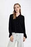 DeFacto Regular Fit Basic Düz Düğmeli Uzun Kollu Gömlek N2518AZ24AUBK81