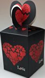 KARTON KUTU SİYAH KALPLİ LOVE (KATLAMALI) 8,5CM X 8,5CM X 11CM