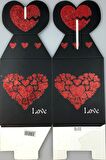 KARTON KUTU SİYAH KALPLİ LOVE (KATLAMALI) 8,5CM X 8,5CM X 11CM