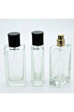 PARFÜM ŞİŞESİ 50 ML 2 ADET ŞEFFAF DİKDÖRTGEN MODEL
