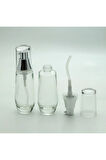 KREM VE LOSYON ŞİŞESİ 30 ML (20 ADET) BOŞ ŞEFFAF CAM GRİ KAPAKLI