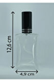 BOŞ PARFÜM ŞİŞESİ 50 ML (2 ADET) İÇBÜKEY SİYAH METAL VALF VE KAPAK