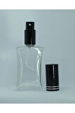 BOŞ PARFÜM ŞİŞESİ 50 ML (2 ADET) İÇBÜKEY SİYAH METAL VALF VE KAPAK