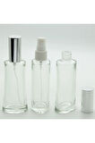 PARFÜM ŞİŞESİ 50 ML (2 ADET) EYFEL GRİ KAPAK PLASTİK VALF BOŞ ŞİŞE