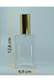 PARFÜM ŞİŞESİ 50 ML (2 ADET) İÇBÜKEY SARI METAL VALF VE KAPAK BOŞ ŞİŞE