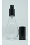PARFÜM ŞİŞESİ 70 ML (4 ADET) BOŞ AMPUL ŞİŞE SİYAH METAL VALF VE KAPAK