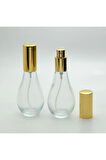 PARFÜM ŞİŞESİ 70 ML (4 ADET) BOŞ AMPUL ŞİŞE SARI METAL VALF VE KAPAK