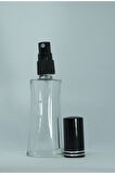 BOŞ PARFÜM ŞİŞESİ 50 ML (10 ADET) SİYAH KAPAK PLASTİK VALF EYFEL BOŞ ŞİŞE