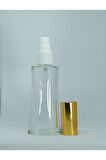 BOŞ PARFÜM ŞİŞESİ 50 ML (10 ADET) SARI KAPAK PLASTİK VALF EYFEL BOŞ ŞİŞE