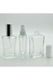 PARFÜM ŞİŞESİ 50 ML (3 ADET) GRİ KAPAK PLASTİK VALF İÇBÜKEY BOŞ ŞİŞE