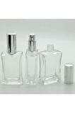 PARFÜM ŞİŞESİ 50 ML (10 ADET) GRİ KAPAK METAL VALF İÇBÜKEY BOŞ ŞİŞE