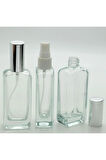 PARFÜM ŞİŞESİ 30 ML (3 ADET) GRİ KAPAK PLASTİK VALF İÇBÜKEY BOŞ ŞİŞE