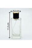 Parfüm Şişesi 50 ml 10 Adet Şeffaf Dikdörtgen (SPREYİ APARAT ILE KAPATILAN-KOLAY KAPAMA) Model
