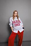 DeFacto Coool Oversize Geniş Kalıp Yarım Fermuarlı Baskılı Kalın Sweatshirt D4762AX24AUGR210
