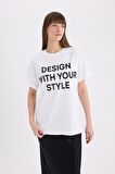 DeFacto Oversize Geniş Kalıp Bisiklet Yaka Baskılı Casual Kısa Kollu Tişört E5059AX25SPWT34