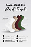 Nova Socks Erkek 4'lü Bambu Lastiksiz Sıkmayan Diyabetik Bilek Çorap / Beyaz-Bej-Bordo-Yeşil