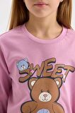 DeFacto Kız Çocuk Pijama Takım Ayıcık Baskılı Uzun Kollu Üst Beli Lastikli Desenli Uzun Alt D2108A824AUBR82