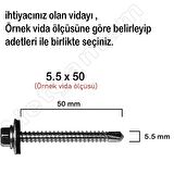 Trapez Vida Çatı Vidası Pullu Vida 5.5X105 _ 50 Adet