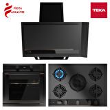 TEKA İNFİNİTY MAT SİYAH ANKASTRE SET ( HLB 85-G1 FIRIN + GBC 75-G1 OCAK + DVI 88-G1 DAVLUMBAZ )