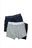 Erkek Lacivert Modal Compact Pamuklu Karışık Renkli Boxer 3 Lü
