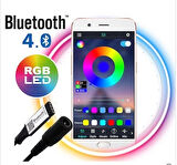 12V 10 Metre Silikonsuz RGB Şerit Led Bluetoothlu Led Kontrol 5A Adaptörlü IP20 Set