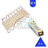 12 Volt 1.5 Watt 3 Lensli 10 Adet Beyaz Işık Modül ve 5 Amper Slim Trafolu Set