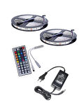 12V 10 Metre Silikonsuz RGB Şerit Led  44 Tuşlu Kumanda 5A Adaptörlü IP20 Set