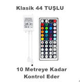 12V 10 Metre Silikonsuz RGB Şerit Led  44 Tuşlu Kumanda 5A Adaptörlü IP20 Set