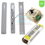 10 Adet 24V 6500K Beyaz Işık Samsung Ledli Pergola 4.5A Trafo ve 8A Manuel Dimmer Kumandalı Set Tente Aydınlatması